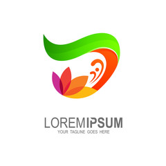 Green eco letters D logo with leaves, Initial D with nature logo design inspiration