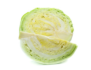 green cabbage on white background