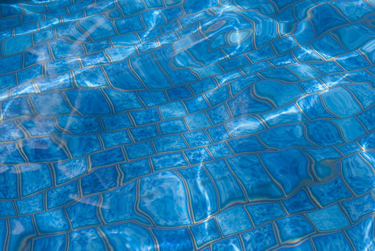 Blue Tiles Distorted By Shimmering Water