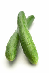 Fresh japanese cucumber isolated on white background