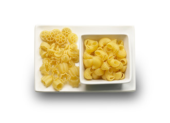 pasta and macaroni on white plate