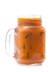 Iced Thai milk tea in glasses (thailand)