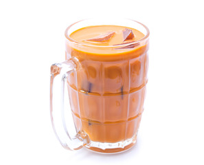 Iced Thai milk tea in glasses (thailand)