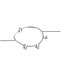 Piggy Bank icon design template with hand drawn continuous line style vector