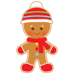 Gingerbread man vector cartoon illustration