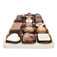 Fancy chocolate candies isolated on white