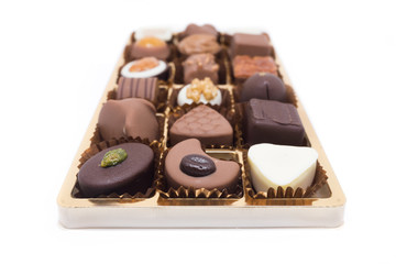 Fancy chocolate candies isolated on white