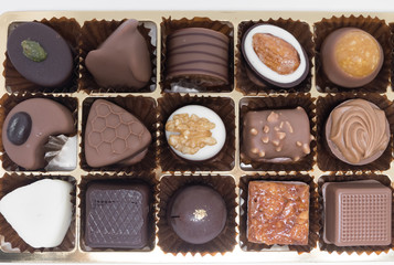 Fancy chocolate candies isolated on white