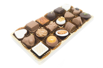 Fancy chocolate candies isolated on white