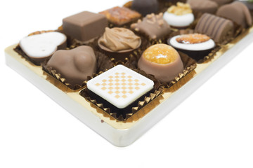 Fancy chocolate candies isolated on white