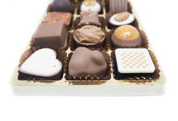 Fancy chocolate candies isolated on white