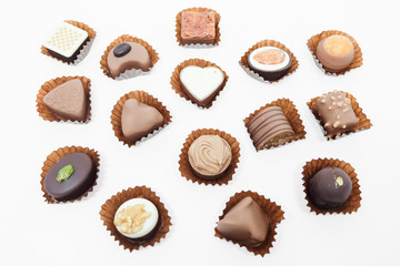 Fancy chocolate candies isolated on white