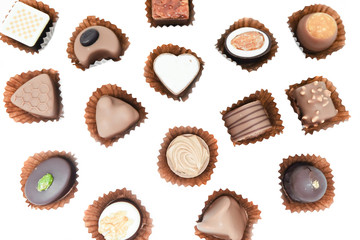 Fancy chocolate candies isolated on white