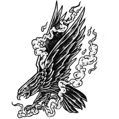 Flying eagle - Dot work Tattoo style