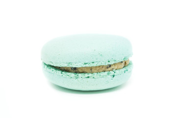 Mint macaron isolated on white background