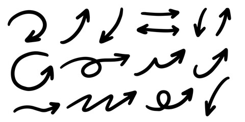 Sketch arrow vector set. Hand drawn arrows, mark point icon design collection for business and education design element. 