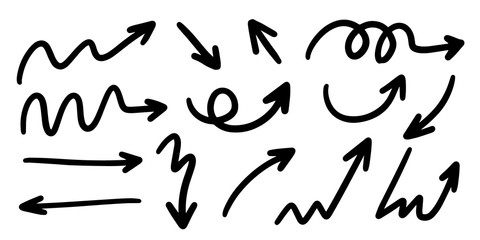 Sketch arrow vector set. Hand drawn arrows, mark point icon design collection for business and education design element. 