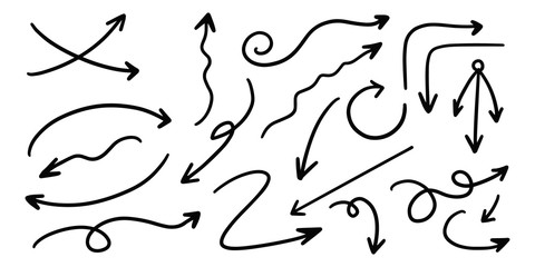 Sketch arrow vector set. Hand drawn arrows, mark point icon design collection for business and education design element. 