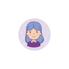 Isolated girl cartoon icon detailed design