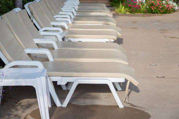 Sunbeds to relax by the pool