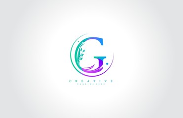 Gradient Letter G linked rounded stylish swoosh circle elegant flourishes logotype