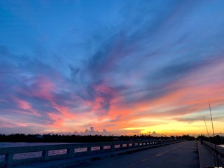 sunset over bridge
