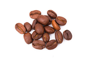 Coffee beans isolated on a white background area for copy space.