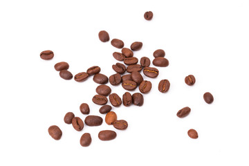 Coffee beans isolated on a white background area for copy space.