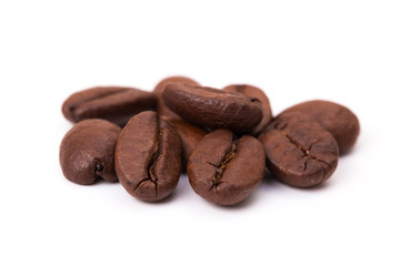 Coffee beans isolated on a white background area for copy space.