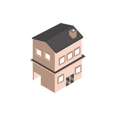 house with garage and chimney building isometric style