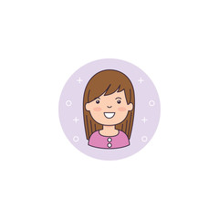 Isolated girl cartoon icon detailed design