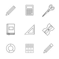  Office and school icons for mobile and web-design.