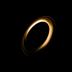 Abstract Background of ring light with luminous swirling on black