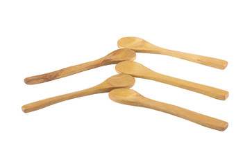 Empty wooden spoons isolated on white background, with clipping path..