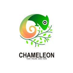Chameleon logo and tree icon template