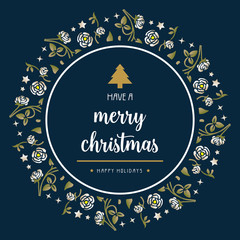Place for text, merry christmas happy holiday, with vintage leaf flower frame texture. Vector