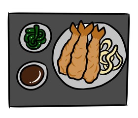 cartoon crispy shrimp japan food on white background