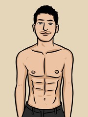 Fototapeta premium Cartoon cute man on white background