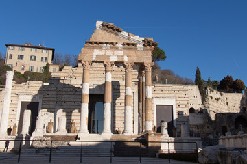 Obraz premium Ancient Roman temple of Capitolium in Brescia, UNESCO World Heritage Site, Lombardy, Italy.
