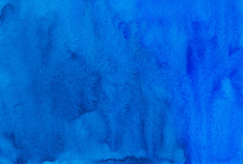 Watercolor deep blue background texture hand painted. Aquarelle sky blue abstract backdrop. 