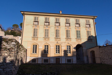Fototapeta na wymiar Facade of Maggi Gambara Palace, Brescia, Lombardy, Italy.