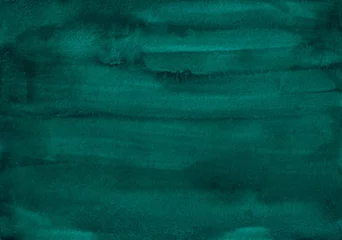 Poster Watercolor dark emerald background texture. Aquarelle abstract sea green backdrop. © Kseniya