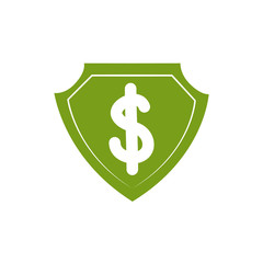 Isolated money shield icon green silhouette design