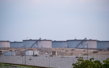 Fototapeta na wymiar Industrial storage tanks in Saudi Arabia