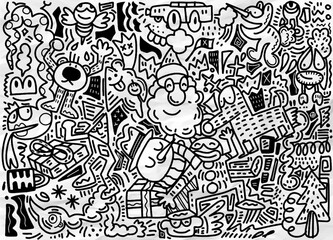 Vector illustration of Doodle Christmas background  Hand drawing Doodle