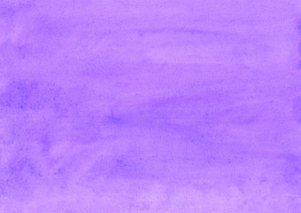 Fototapeta na wymiar Watercolor lavender background texture. Deep violet aquarelle backdrop. Stains on paper.