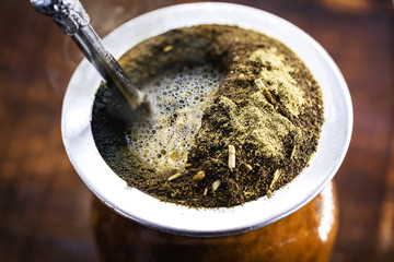 A typical Brazilian drink, o chimarrão, or mate, is a character
