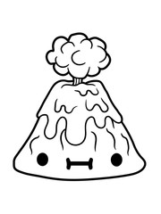 clipart kleiner süßer vulkan mit gesicht ausbruch asche magma lava eruption gas dampf explosion wolke berg hügel katastrophe gefährlich natur