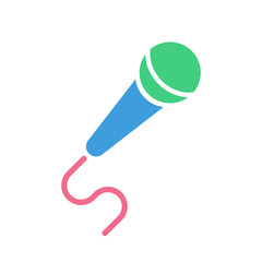 Mic icon, modern flat design color sign vector
