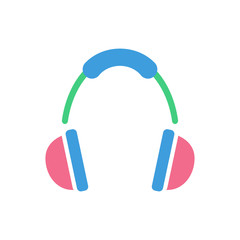 Headphone icon, modern flat design color sign vector